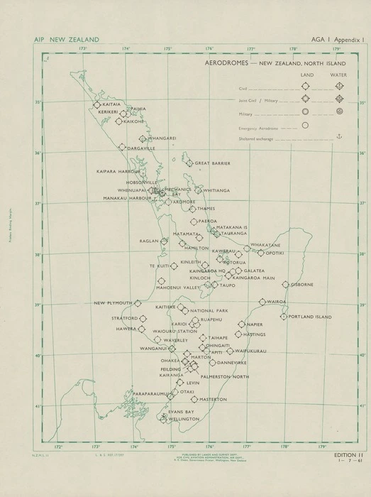 Aerodromes - New Zealand, North Island.