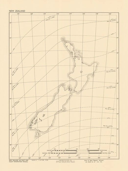 New Zealand : [magnetic anomalies map] / drawn by Lands and Survey Dept., N.Z.