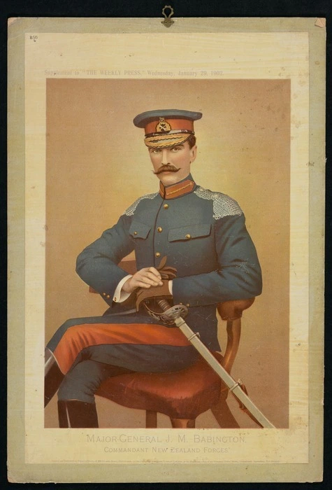 Christchurch Press Company :Major-General J M. Babington, Commandant, New Zealand forces. [Lith. by] the Christchurch Press Company. Christchurch, 1902.