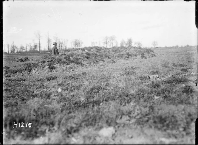 A well camouflaged dugout near Colincamps in World War I