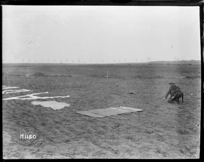 Rehearsing the signalling to contact aeroplanes for the attack on Messines, World War I