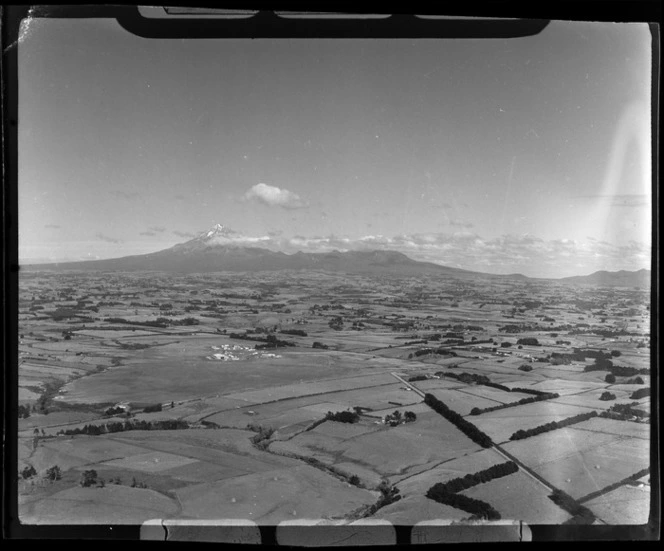 Bell Block airport, New Plymouth, including Mt Egmont in the distance