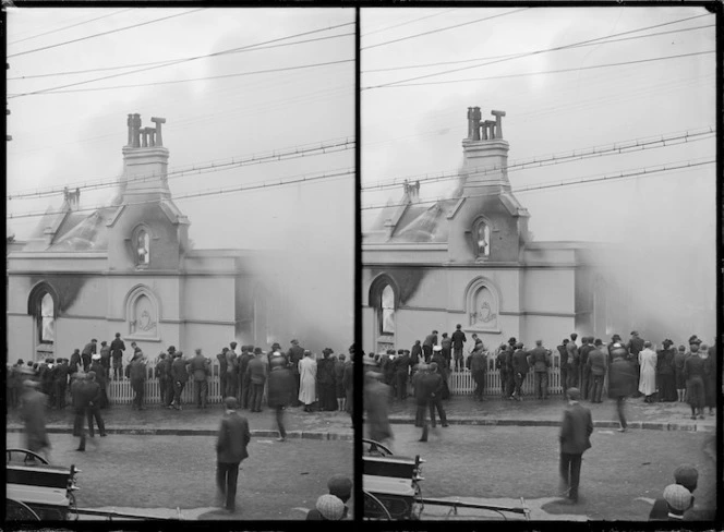 Parliament Buildings during the 1907 fire