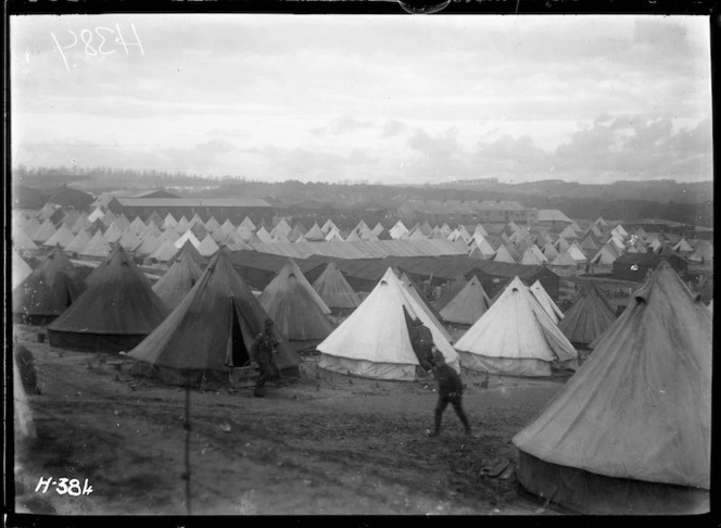 Sunset over tents at the WWI NZ reinforcement camp, Etaples, France