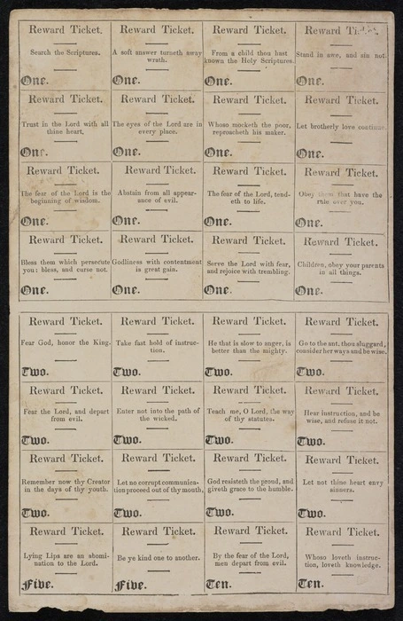 [Missionary Press reward tickets. 1800s]