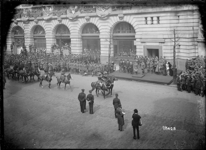 Australian mounted troops approaching the official dais in London