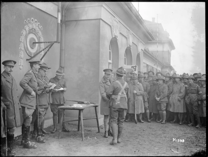 The Prince of Wales presenting prizes at a rifle meeting, New Zealand Rifle Brigade Headquarters, Bruck, Germany