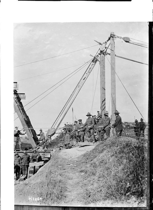 Construction of iron bridge by New Zealand engineers in France