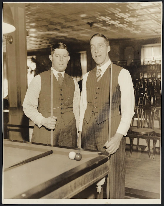 Billiards players Walter Lindrum and Tom Newman