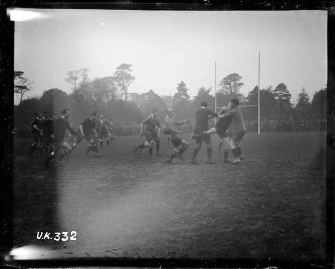 Contested ball at an NZEF rugby match in London