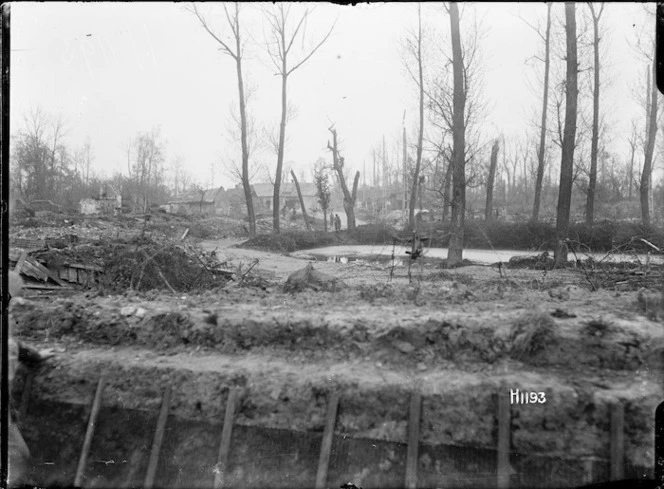 The ruined French village of Hebuterne in World War I