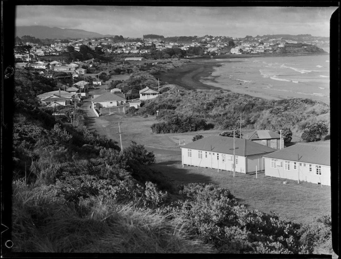 View of houses and beach, Taranaki