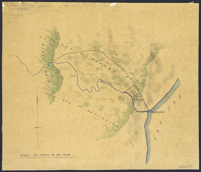 [Creator unknown] :[Sketch of Tautane district and border of Hawke's Bay and Wellington provinces] [ms map]. [18-?]