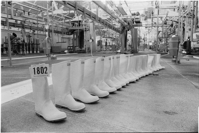 Gumboots from Gear Meat Company for auction - Photograph taken by Ross Giblin