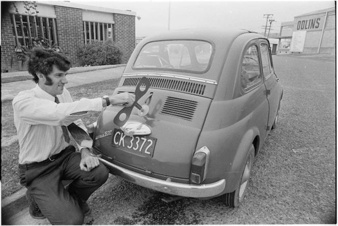 Fiat Bambina, and owner Geoff Brader, Tawa, Wellington