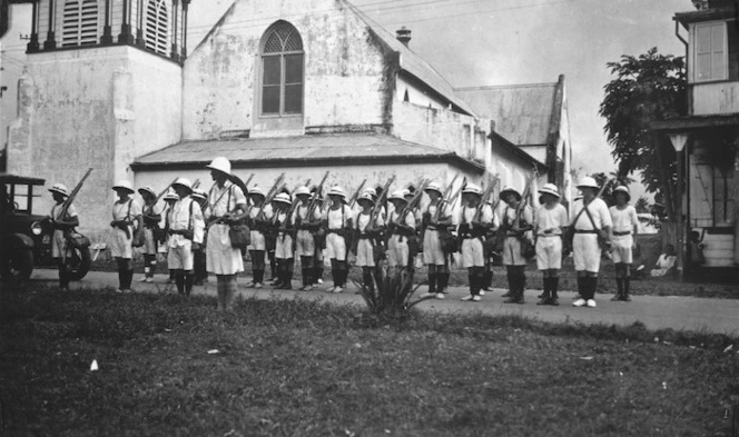 Samoa. A party of sailors ready for bush work