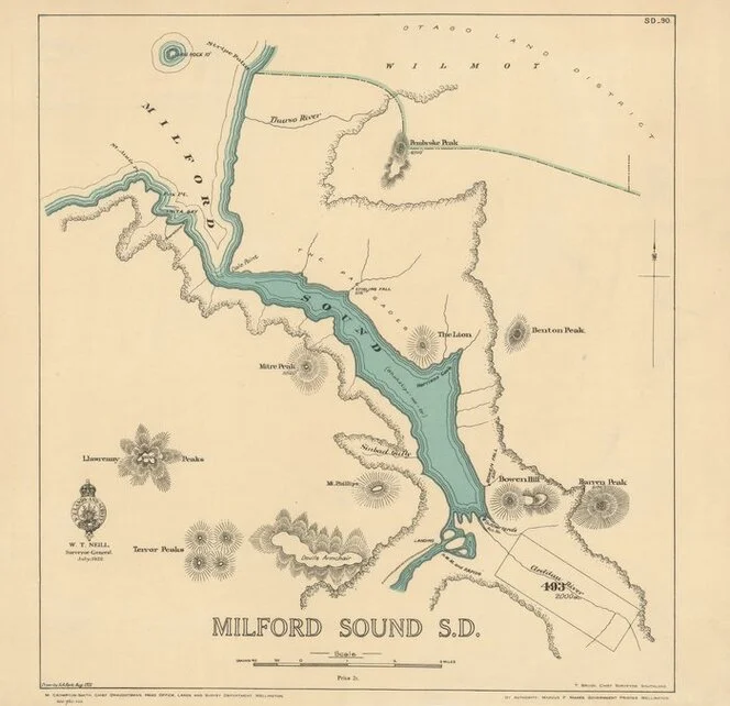 Milford Sound S.D. [electronic resource] / drawn by S.A. Park, Aug. 1921.