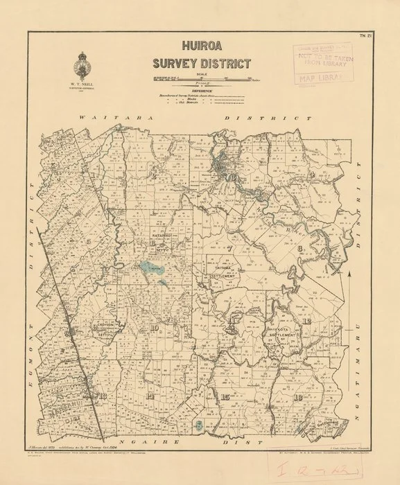 Huiroa Survey District [electronic resource] / J. Homan del. 1879, additions &c by W. Conway Oct. 1924.