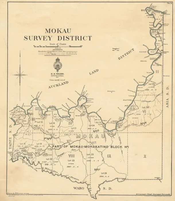 Mokau Survey District [electronic resource] / drawn by W. Conway, 30/8/30.