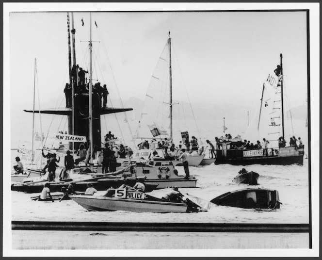 Auckland protest against submarine USS Haddo, New Zealand