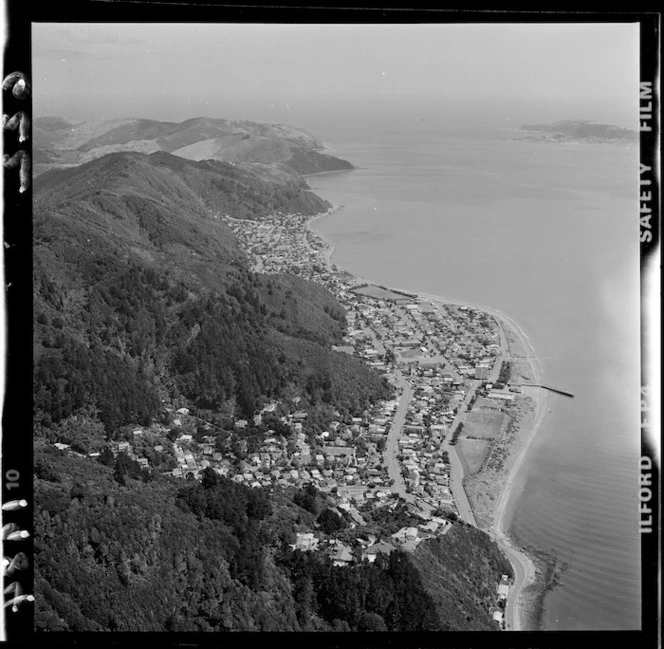 Aerial view of Eastbourne and Muritai, Lower Hutt, New Zealand