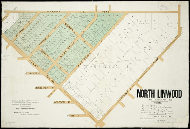 North Linwood : Land Transfer Act title / McIntyre & Lewis, authorised and licensed surveyors.