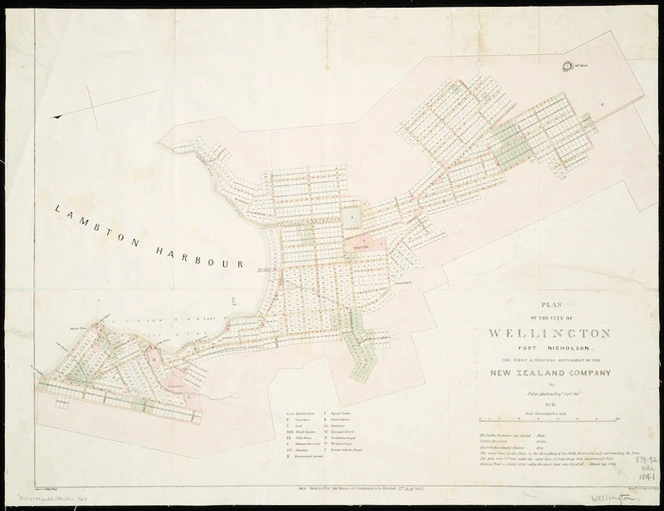 Plan of the city of Wellington, Port Nicholson : the first & principal settlement of the New Zealand Company / by Felton Mathew Esq., 1841 ; J. Arrowsmith, lithog.