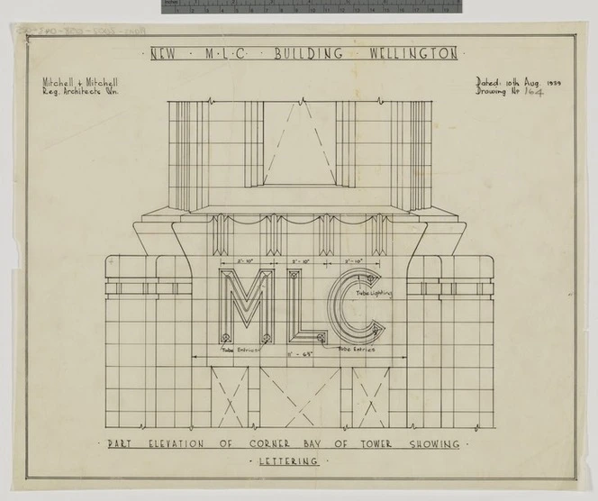 Mitchell & Mitchell (Firm): New MLC building Wellington. Drawing no.164