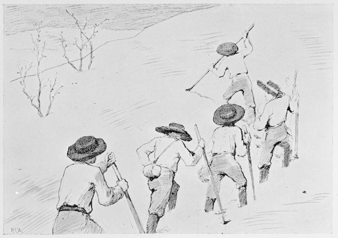 Artist unknown :Seeking sheep in the snow. [Drawn by] H V R [1860s?]