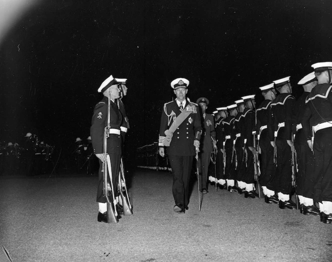 The Duke of Edinburgh inspecting naval troops, Wellington