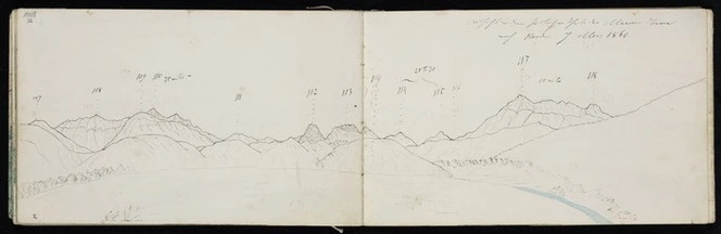 Haast, Johann Franz Julius von, 1822-1887: Aussicht von dem südlichen Theile der Maruia Ebene nach Norden. 7 März 1860