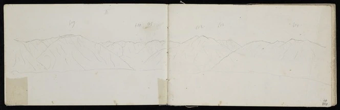 Haast, Johann Franz Julius von, 1822-1887: [Unidentified mountain range, probably the Mount William Range north of the Buller Gorge]