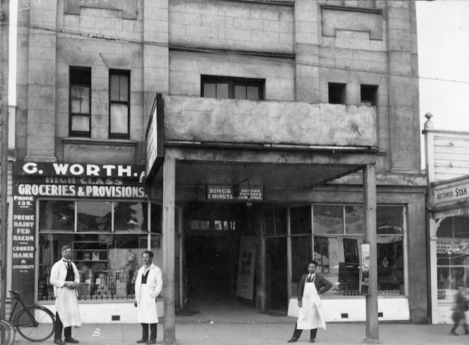 Grocery store of G Worth in the Majestic Theatre building in Taihape