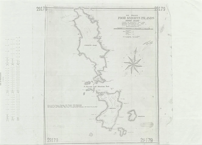 Pickmere, Arthur Hereward, 1905-1973 :Poor Knights Islands Coast Chart [facsimile]. 1925