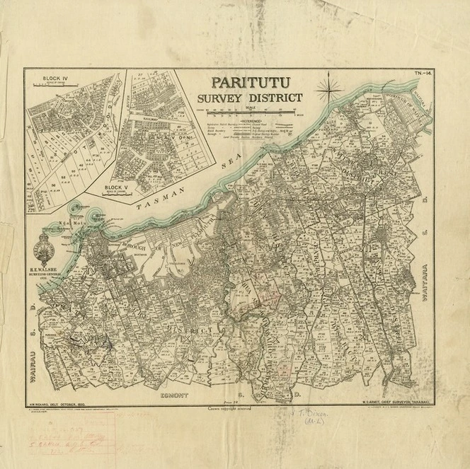New Zealand. Department of Lands and Survey : Paritutu Survey District [map with ms annotations]. 1931.