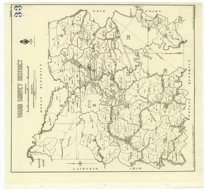 New Zealand. Department of Lands and Survey : Waro Survey District [map with ms annotations]. 1947.