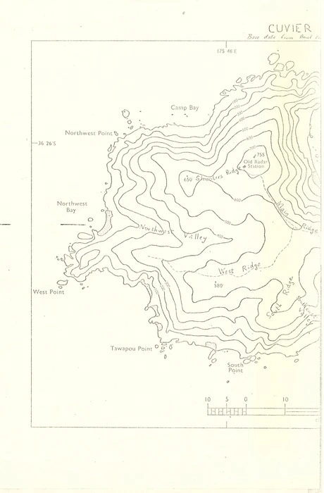 [New Zealand. Department of Lands and Survey] :Cuvier Island [copy of map with ms annotations]. [1967]