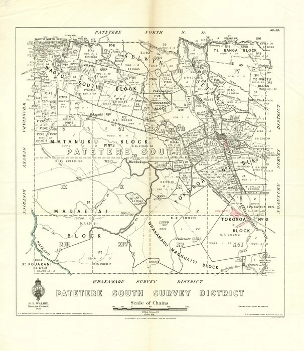 New Zealand. Department of Lands and Survey :Patetere South Survey District [map with ms annotations]. 1936