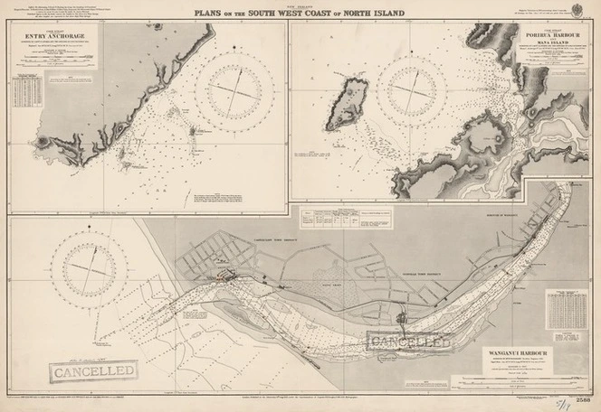 Great Britain. Hydrographic Office : Plans on the South West Coast of North Island [map with ms annotations]. 1936