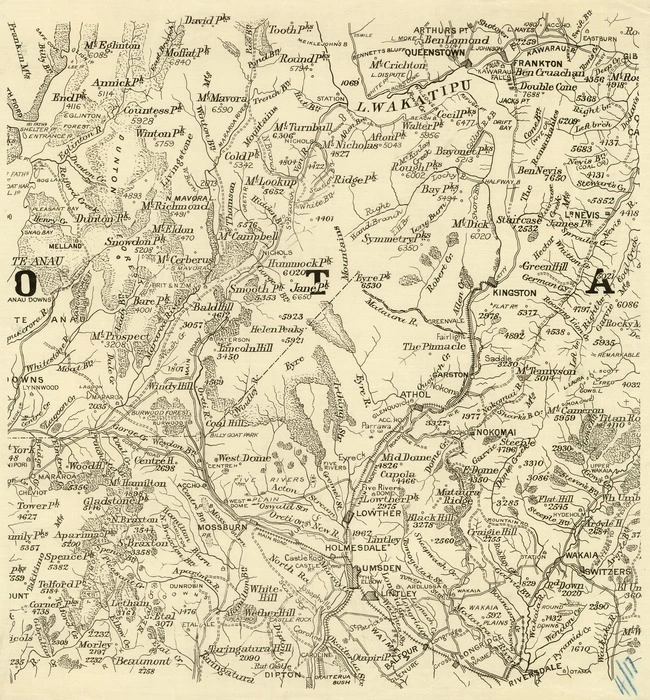 Creator unknown : [portion of map of Otago showing part of Lake Wakatipu] [map]. 1892