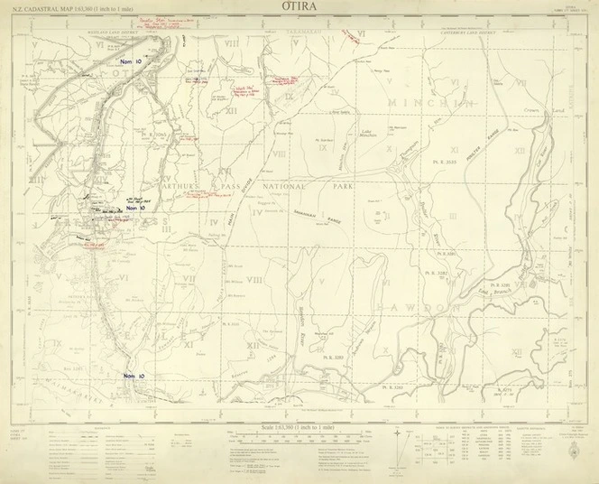 New Zealand. Department of Lands and Survey : Otira NZMS 177 Sheet S 59 [map with ms annotations]. 1st Edition, Sept 1962