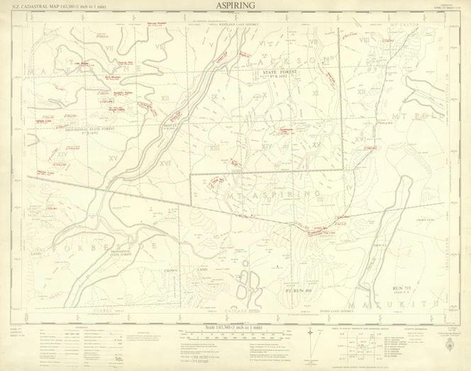 New Zealand. Department of Lands and Survey : Aspiring NZMS 177 Sheet S 106 [map with ms annotations]. 1st Edition, July 1962