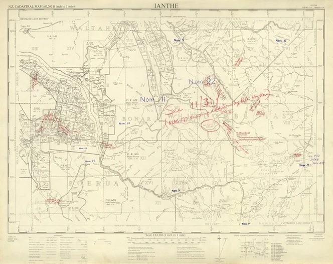 New Zealand. Department of Lands and Survey : Ianthe NZMS 177 Sheet S 64 [map with ms annotations]. 2nd Edition, September 1966