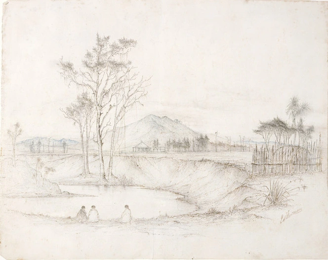 Norman, Edmund, 1820-1875 :[Wairarapa (or Waikato) settlement? Kaiapoi Pa, Canterbury? 1840s or 1850s]