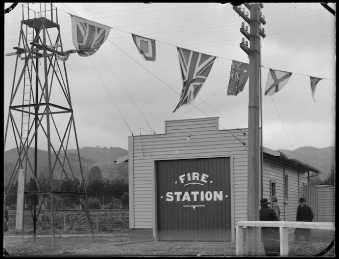 Opening of the new fire station on the Hutt Road at Silverstream, 1938