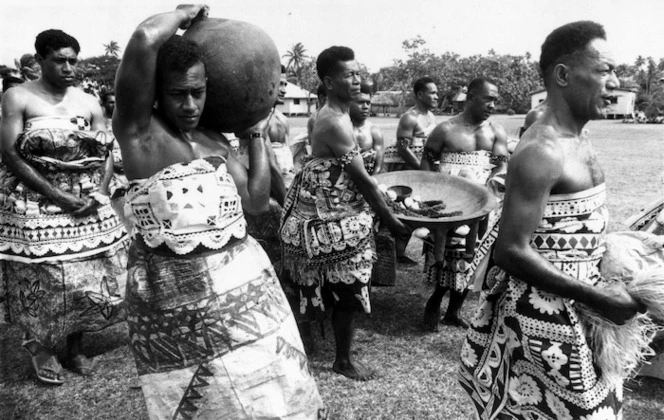 Bringing on the equipment for a Kava drinking ceremony