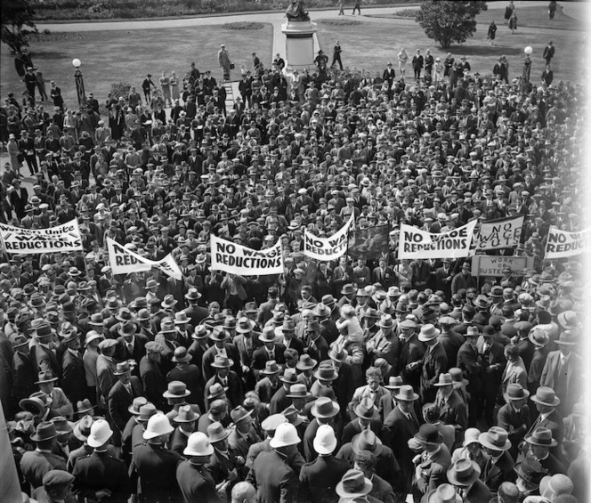 Unemployment demonstration outside Parliament Buildings