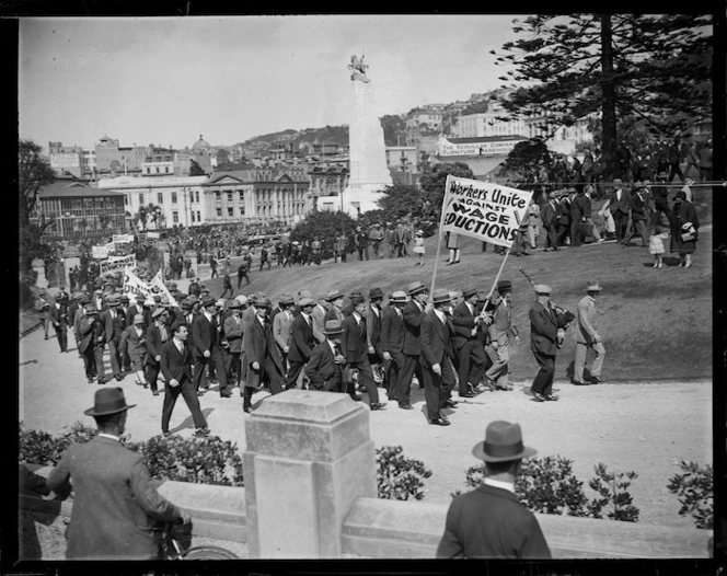 Protest march walking into Parliament grounds