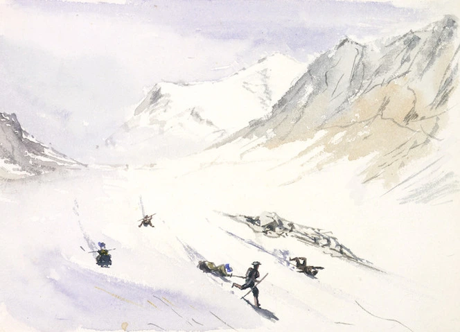 Green, William Spotswood, 1847-1919 :Descent of the Schilthorn [Switzerland, July 1879]