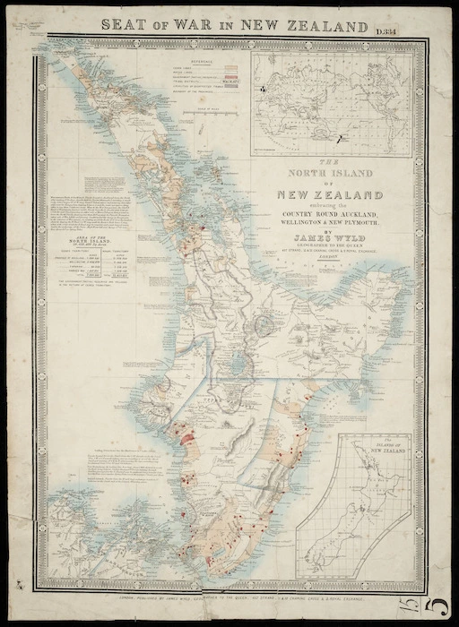 Seat of war in New Zealand : the North Island of New Zealand embracing the country round Auckland, Wellington & New Plymouth / by James Wyld.